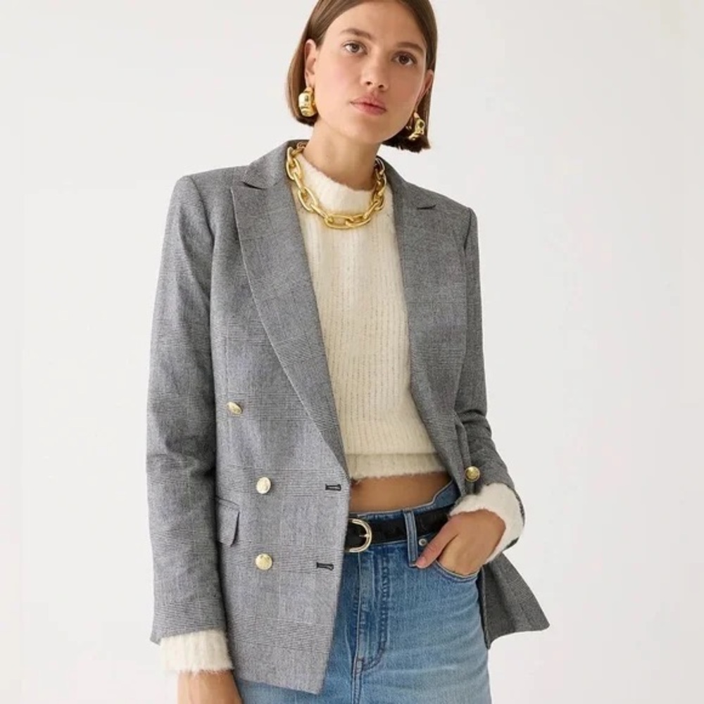 J Crew Brynn Blazer in Plaid English Wool Blend Size 4